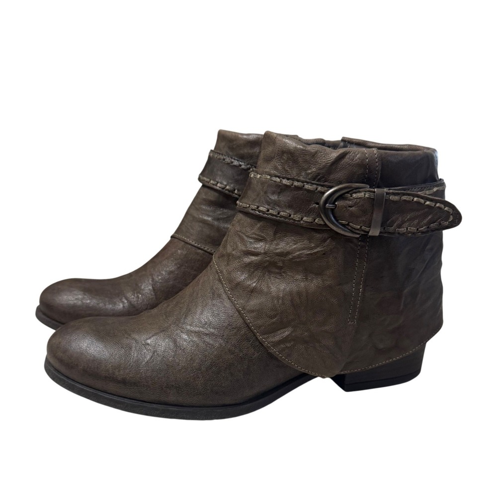 Sundance Ankle Boots Womens 8.5 Brown Excellent Leather Buckle Made in Italy